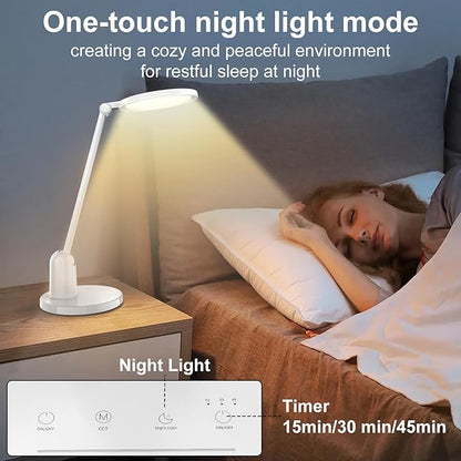 Kitloo Desk Lamps for Home Office with Stable Base, 1000LM Ultra Bright Eye-Caring Desk Light, 3000K-6000K Dimmable Table Lamp with Stepless Dimming & Timing Function for Work, Reading, Bedroom