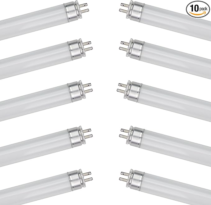 Sunlite F4T5/BLB 4 Watt T5 Linear Fluorescent Light Bulb Mini Bi Pin Base, Black Light Blue (Pack of 10)