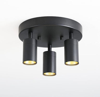 Shura - Round 3-Light Black Integrated LED Ceiling Light w/ Rotatable Heads, Adjustable Flush Mount Ceiling Light, 3000K, 1365 Lumens