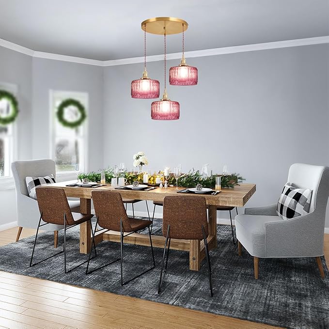 Gold Cluster Chandelier Globe Glass Ceiling Pendant Lights Pink Hanging Pendant Light Brushed Brass Dining Room Chandeliers Mid Century Modern Hanging Light Kitchen Adjustable Cord