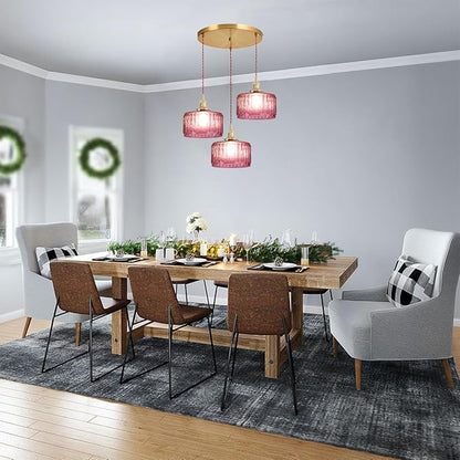 Gold Cluster Chandelier Globe Glass Ceiling Pendant Lights Pink Hanging Pendant Light Brushed Brass Dining Room Chandeliers Mid Century Modern Hanging Light Kitchen Adjustable Cord