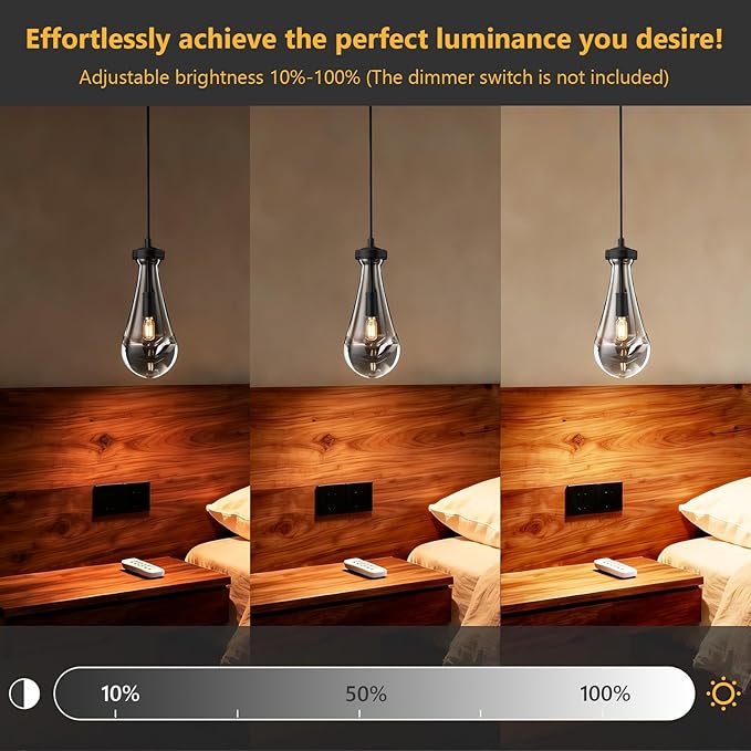 Raindrop Pendant Light Kitchen Island, Modern Black Teardrop Pendant Lights,Dimmable Rain Pendant Lighting Dining Room Light Fixture Bronze Raindrop Lighting for Living Room Hallway, Including Bulb