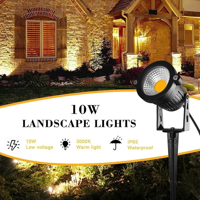 Low Voltage Landscape Lights 10W 12V Landscape Lighting with Connectors Warm White Waterproof Outdoor Spotlights for Trees Pathway Lawn Yard （5 Pack）