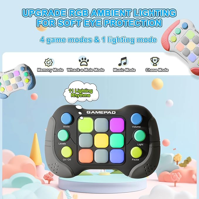 Electric Handheld Game Console Toys for Ages 8-13, Portable Quick Push Game Fidget Toys, Sensory Toy Travel Games Controller for Kids Teen Adults, Student Gift, Back to School