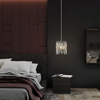 Modern K9 Crystal Pendant Lights Kitchen Island, Chrome Chandeliers for Dining Room Light Fixtures Over Table,Hanging Lighting for Kitchen Island Entryway Bathroom BedHead Chandelier