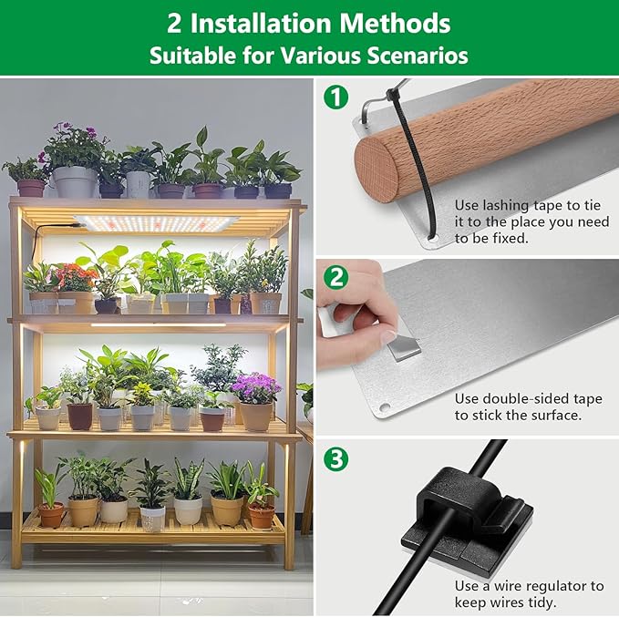 Aumtrly Grow Light, Full Spectrum Under Cabinet Plant Lights for Indoor Growing Seedling 3 Panels, Large Area Illumination 414 LEDs Lightweight Grow Lamp with UL Adaptor 16 Hour Timer
