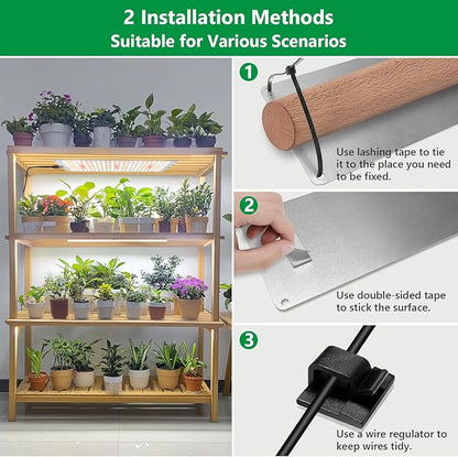 Aumtrly Grow Light, Full Spectrum Under Cabinet Plant Lights for Indoor Growing Seedling 3 Panels, Large Area Illumination 414 LEDs Lightweight Grow Lamp with UL Adaptor 16 Hour Timer