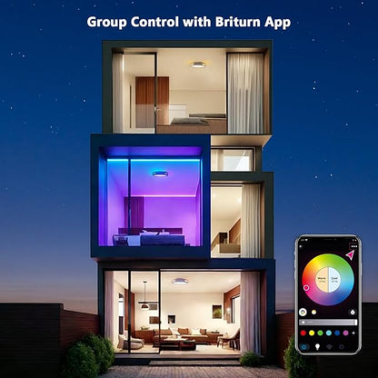 SOTTAE RGBIC LED Smart Flush Mount Ceiling Light, Flush Mount Light Fixture with Remote Control WiFi, Works with Alexa DIY Colors, 3000-5000K Dimmable Ceiling Light for Bedroom Living Room Entryway