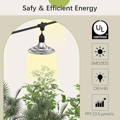Outdoor LED Grow Light, Waterproof String Plant Growing Light, 41 FT Full Spectrum Growth Light, Suitable for Garden, Farm, Flower, Seedling Greenhouse Grow Light (12 Light)