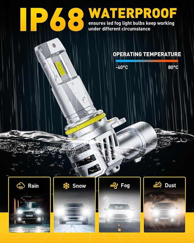 AUXITO 9005 HB3 LED Bulbs, 50000LM Ultra-Bright, Plug N Play, 50000Hrs Long Lifespan, No Flicker, 99% Compatibility, Pack of 2