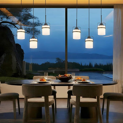 Black 3-Light Pendant Lighting, Adjustable Hanging Light Fixture with Milk Glass Shade, Modern Pendant Light for Kitchen Island Dining Room Bar Over Sink/Table/Counter