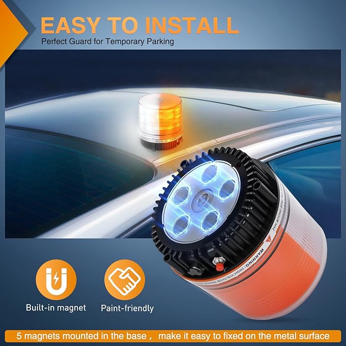 Nilight 18LED Strobe Lights Amber White Wireless Rotating Emergency Safety Flashing Beacon Light with Magnetic Base Mount and Two Types of Plugs for Vehicle UTV Truck Forklift Tractor Snow Plow