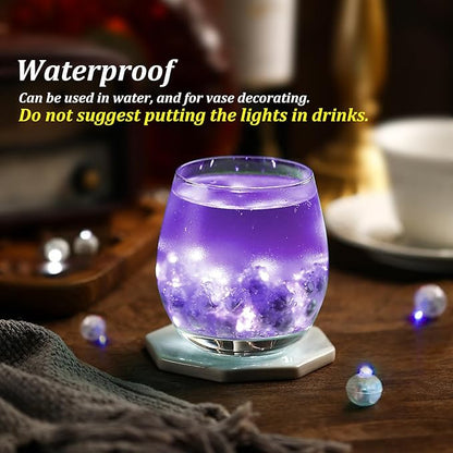 ZGWJ 50PCs Purple Balloon Lights Mini, Battery Powered, Long Standby Time Waterproof Tiny Led Round Flash Light for Paper Lantern Balloon Party Easter Eggs Wedding Christmas Halloween Decorations