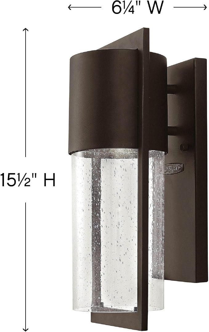 Hinkley Shelter 1320KZ Small Outdoor Wall Mount Lantern, Minimalist Style, Dark Sky-Compliant, Solid Aluminum/Clear Seedy Glass, Buckeye Bronze