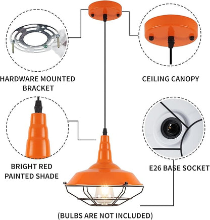 Farmhouse Orange Pendant Light, 3 Packs 10.5 inch, Island Pendant Lights, Kitchen Pendant Lights, Kitchen Island Pendant Lights, Pendant Lights Kitchen Island for Bedroom, Living Room, Bar