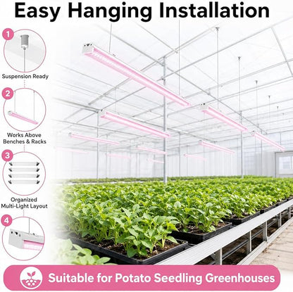 Grow Lights for Indoor Plants Full Spectrum Grow Lights for Seed Starting,4FT Plant Light for Indoor Plants,252W(6x42W 1400W Equivalent) Linkable Design,Greenhouse,Pinkish White,6 Pack