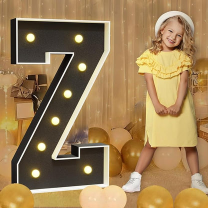 imprsv Marquee Letters Black 3FT: Black Party Decor - Light Up Letter Z Large 3 Feet Tall - Party Decorations Letter for Birthday Wedding Proposal Events