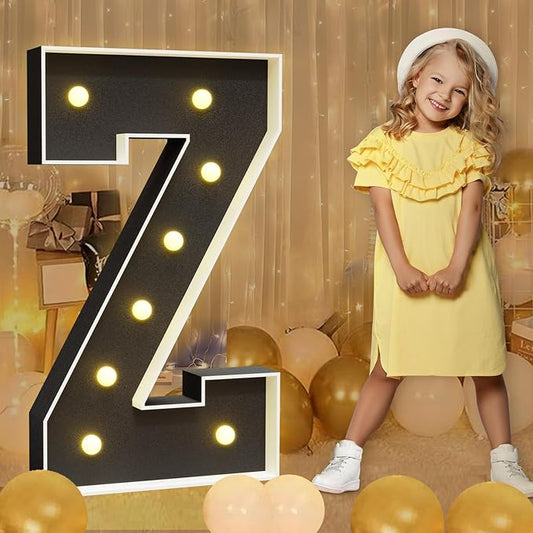 imprsv Marquee Letters Black 3FT: Black Party Decor - Light Up Letter Z Large 3 Feet Tall - Party Decorations Letter for Birthday Wedding Proposal Events