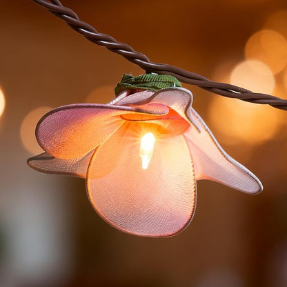 Flower String Lights Plug in with 10 LED Bulbs, Decorative Spring String Lights Indoor for Bedroom, Connectable Flower Fairy Lights Outdoor for Patio Garden Porch Floral Wedding Gifts(Pink Orchid)