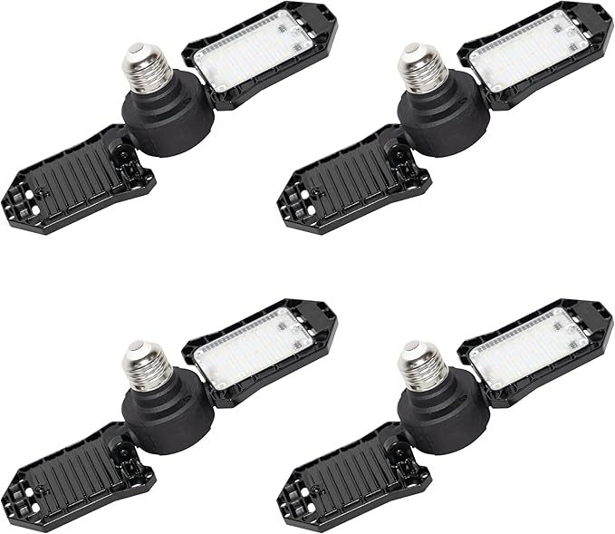 GT-Lite 3000 Lumen LED Garage Light, 300Watt Equivalent, Adjustable 2 Panel Bulb, 150Watt Equivalent, 5000K Daylight, E26, 4 Pack