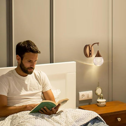 Modern Waterdrop Wall Light, 5W Led Wall Sconce Bubble Glass Wall Lamp for Bedroom, Living Room, Hallway, 3300k Warm White | Dimmable | Matte Brass