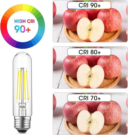 Gozelux E26 LED Bulb 6W Equal 60 Watt Light Bulbs Daylight 5000K E26 Edison Bulb AC120V 750LM Dimmable 5 Inch T10 LED Bulb Tubular for Rustic Pendant, Chandeliers, Wall Sconces, Pack of 4