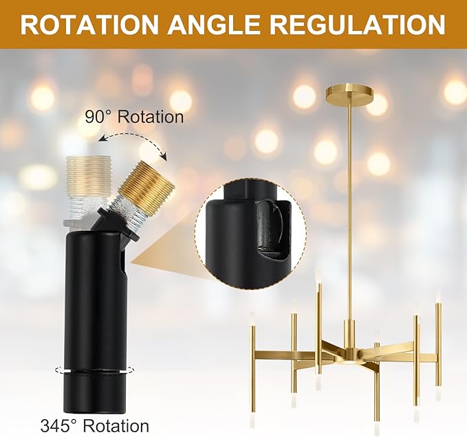 MECCANIXITY Sloped Ceiling Adapter, 90/345 Degree 60x15mm M10 Fine Thread Sloped Ceiling Light Fixture Adapter Kit for Ceiling Pendant Light Chandelier Track Suspend(Black)