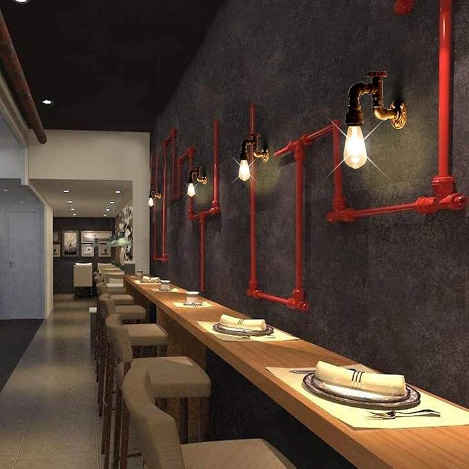 Kawell Vintage Wall Light Fixtures Industrial Retro Wall Sconce Light Creative Water Pipe Wall Lamp Iron Art E26 60W Max for Bedroom Kitchen Restaurant Loft Cafe Bar Hallway