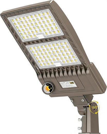 320W LED Parking Lot Lighting with Dusk to Dawn Photocell 44800LM LED Shoebox Pole Lights Fixture 1000W HID/HPS Replacement 5000K IP65 AC 100-277V UL Listed Outdoor Area Street Security Lighting