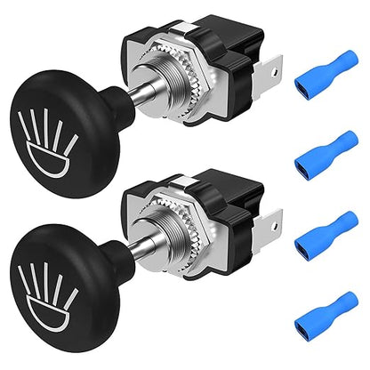 Joinfworld Golf Cart Headlight Switch Push Pull Type 12 Volt Universal Light Switch Button for Club Car, EZGO, Yamaha - 2Pcs