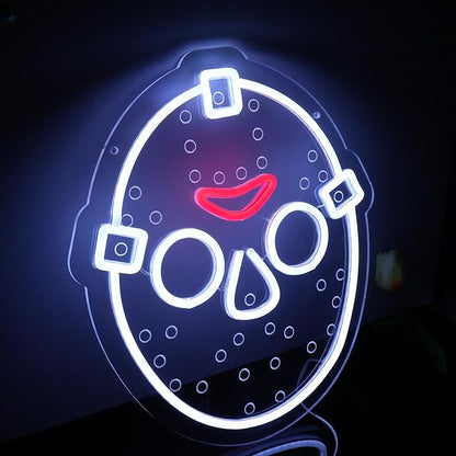 Horror Figure Neon Signs Neon Lights for Wall Decor, Dimmable LED Friday The 13th Neon with USB Power for Kids & Adults Room Decoration, Birthday Party Bar Home Halloween Gift14*12.2inch