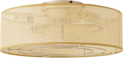 Ceiling Fans with Lights Flush Mount, 20" Rattan Boho Ceiling Fan with Light, Low rofile with 6 Speeds, Remote Control for Bedroom, Nursery, Living Room