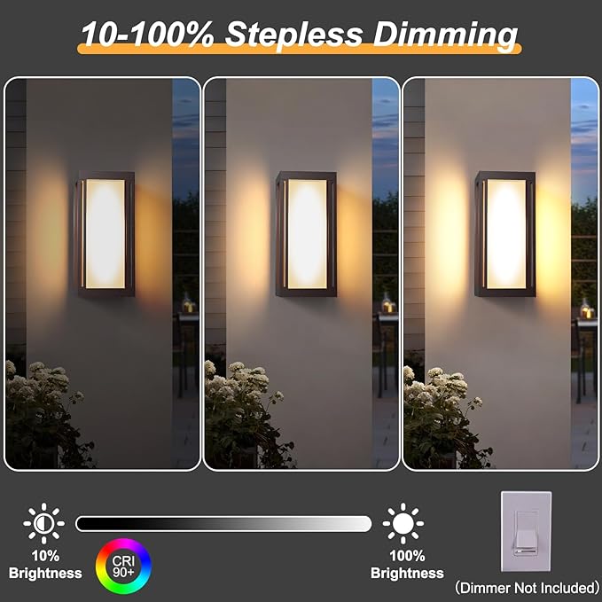 Dusk to Dawn Outdoor Wall Sconce, 3000K LED Outdoor Wall Lights Fixture for Patio, Waterproof Wall Mount Outside Light, 14.5in Bronze Outdoor Lanterns for Porch Door, 1 Pack