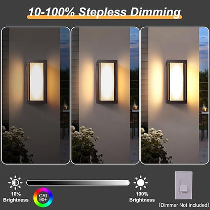 Dusk to Dawn Outdoor Wall Sconce, 3000K LED Outdoor Wall Lights Fixture for Patio, Waterproof Wall Mount Outside Light, 14.5in Bronze Outdoor Lanterns for Porch Door, 1 Pack