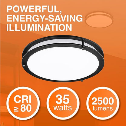 Sylvania 16" Saturn Ring LED Light Fixture,35W, 5 Temperature Select (2700/3000 / 3500/4000 / 5000K), Dimmable, 2500 LMS, Black, for Family Rooms/Hallways/Kitchens/Bedrooms - 1 Pack (67230)