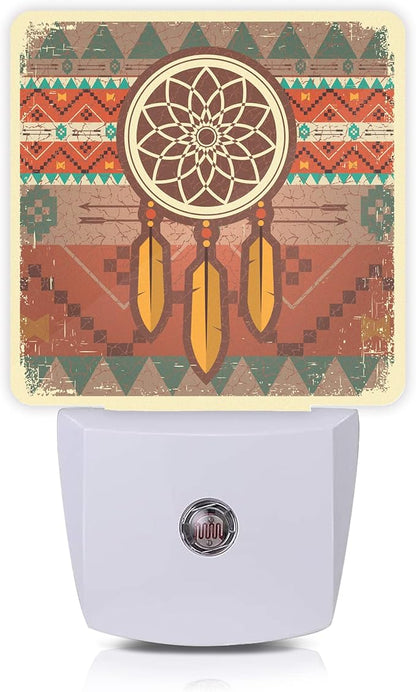 Dream Catcher Night Light,Ethnic Ornament Plug-in Night Lights with Dusk-to-Dawn Sensor for Stairway/Hallway/Bedroom 0.5W Sleep Friendly lamp for Women/Girls/Boys Gift