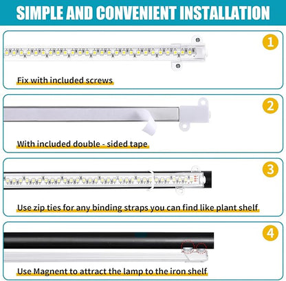 Hywyimlait 3 Head LED Grow Light Strips for Indoor Plants Full Spectrum 3500K, 144 LEDs Plant Light Bar with 3/9/12H Timer, 10 Dimmable Levels for Seedling Succulent, 13 Inches