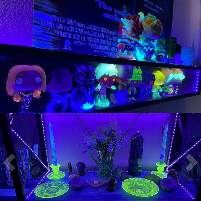 Ontesik Black Light Strip, 40ft/12m Flexible UV Black Light with LED kit, 720lamp Beads, 12V UV Light, Indoor Dance, Bedroom Decoration，Stage, Birthday, Wedding, Dark Party,not Waterproof