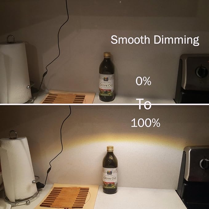 13 inch LED Under Cabinet Lighting, 12V 5W Ultra Thin Plug in Counter Light, Dimmable Warm White, CRI90 Under Counter Lights for Kitchen, Shelf, Workbench, Cupboard