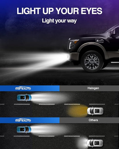 Marsauto H11 H8 H16 LED Fog Light Bulbs, 6000k Xenon White, Superior Bright CSP Chips 360-degree Illumination DRL, Halogen Bulbs Replacement for Cars,Trucks, Side Marker & Parking Light Combos