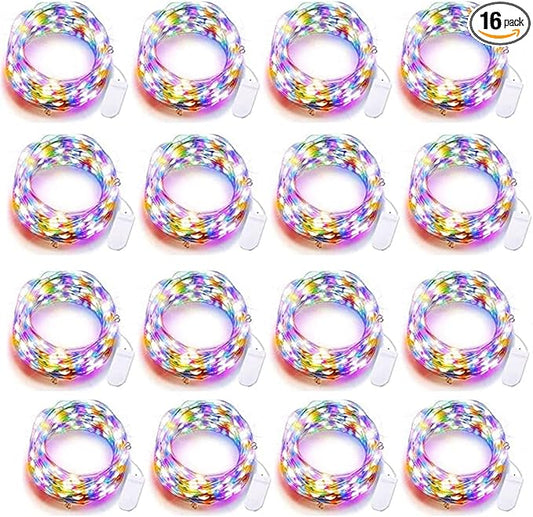 SOCO 16 Pack LED Fairy Lights Battery Operated - 10FT 30LED Copper Wire Mason Jar String Lights, IP65 Waterproof, Bendable for Indoor/Outdoor, Christmas, Wedding, Party, Camping Decor