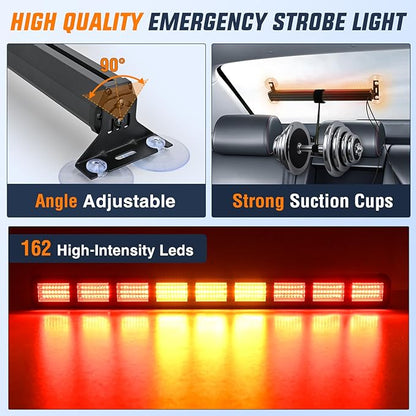 Nilight 162 LED Traffic Advisor Strobe Light Bar 2-in-1 Amber Red Emergency Warning Hazard Lights with Controller 4 Switchable Color 36 Flash Pattern for Trucks Cars Tow Plow Construction Vehicles