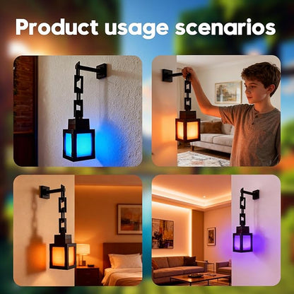 DBZ Pixelated Lantern Night Light, 16 Colors Rechargeable LED Light with Touch Switch & Remote Control, Retro Style Pixel Table/Wall Light for Kids Bedroom, Gaming Room Decor Gift