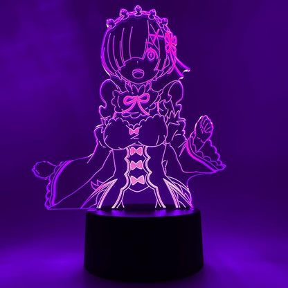 Otaku Lamps Rem - Re:Zero (Starting Life in Another World) – Anime Night Light, 16 Color RGB LED – Gift for Otaku