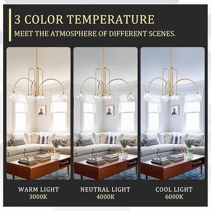 Gold Sputnik Chandelier,6 Lights Large Modern Chandelier L40”Mid Century Long Ceiling Pendant Light Fixtures for Dining Room with Clear Glass Globe Shades for High Ceiling Foyer Living Room
