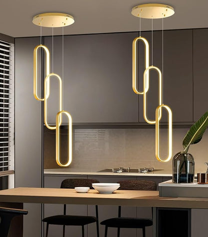 Modern Ring Chandelier LED Dimmable Ceiling Light for Kitchen Island Living Room Staircaes Dining Room Gold