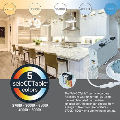HALO HLBC 4 in Ultra-Slim Canless LED Recessed Lighting Downlight with Regressed Lens, Selectable CCT, Dim-to-Warm Technology, 600 Lumens, Wet Rated, IC Rated, Energy Star - HLBC4069FSD2W1EMW