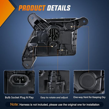 Nilight Fog Light Assembly Compatible with 2019 2020 2021 2022 2023 Chevrolet Silverado 1500 2020-2023 Chevy Silverado 2500HD 3500HD Smoke Lens Driver and Passenger Side