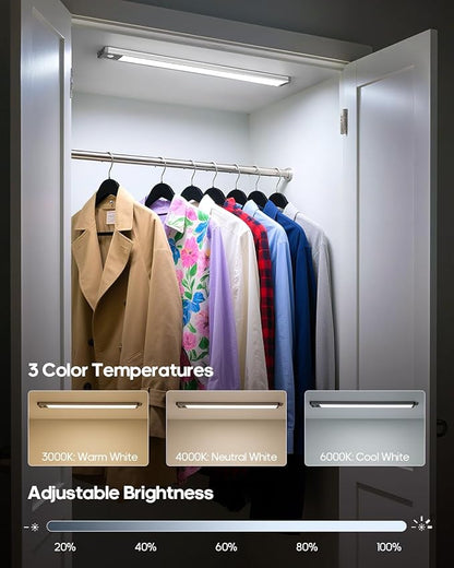 GOODEA 17.5Inch Under Cabinet Lighting, 4500mAh Rechargeable Battery Motion Sensor Light Indoor, Wireless Under Cabinet Lights for Kitchen, Closet（2 Pack-17.5 inch