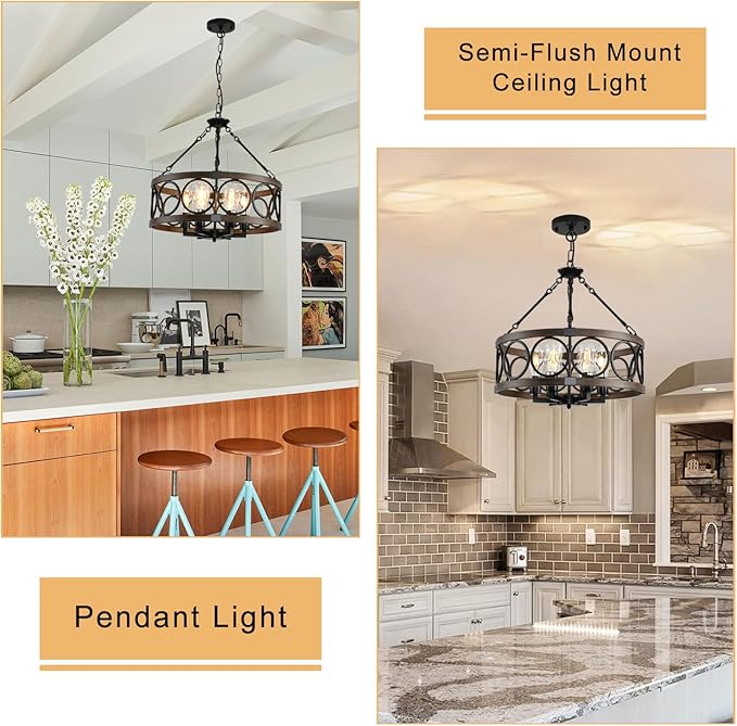 Rustic Chandeliers Farmhouse Chandelier Lighting for Dining Room,6-Light Close to Ceiling for Entryway Kitchen Island Foyer, Vintage Farmhouse Chandelier Lighting Fixture